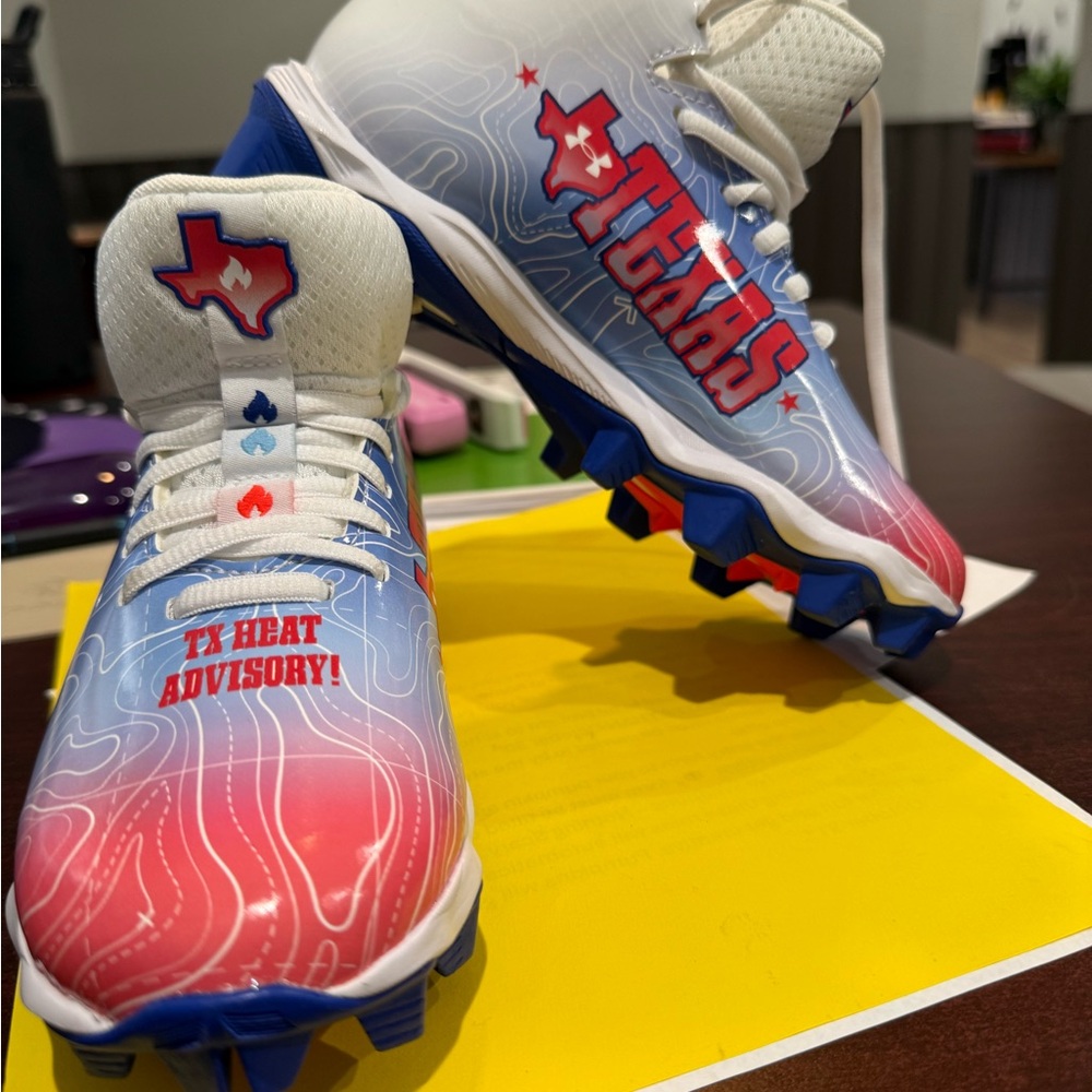 Under Armour Kids Cleats-Texas Heat Advisory - Red, White, and Blue